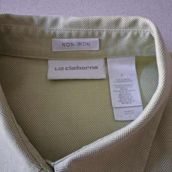Liz Claiborne No-Iron Light Green 3/4 Sleeve Button Down Blouse Women's Size 6 - Picture 7 of 16